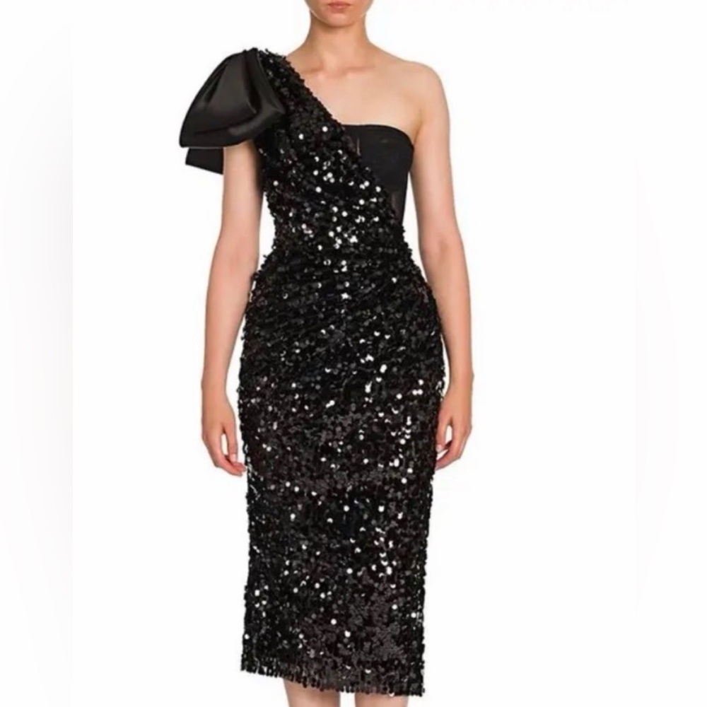 Dolce & Gabbana Black Sequin One-Shoulder Dress - Picture 2 of 8
